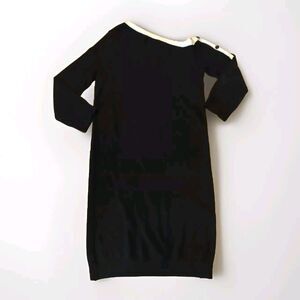 Torrid Sweater Dress Womens 0 Large Black White Stretch Button 3/4 Sleeves